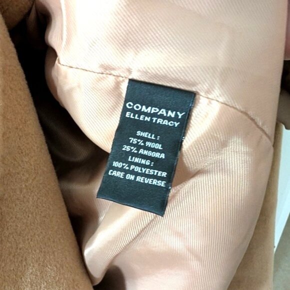 Ellen Tracy Wool Angora Blend Trench Coat With Belt Camel Size 6 - Picture 5 of 5